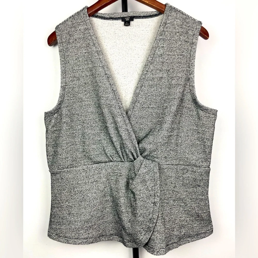 J. Crew 365 Black White Terry Cloth Sleeveless Top